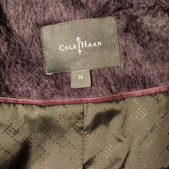 Cole Haan Alpacan Wool Purple Winter Coat - Picture 5 of 8
